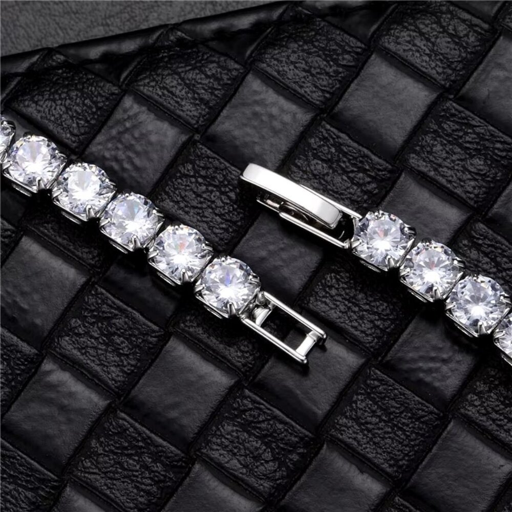 ⭐ Large 22" Diamond  Hip-Hop Chain With 5mm Diamonds 18k White Gold Pltd ⭐ - Picture 4 of 7